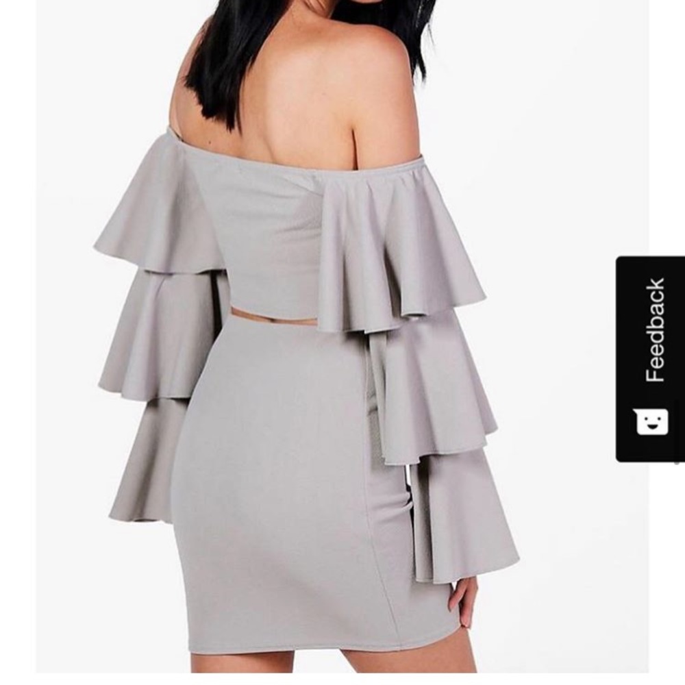 Boohoo Co ord set light grey WORN ONCE !!